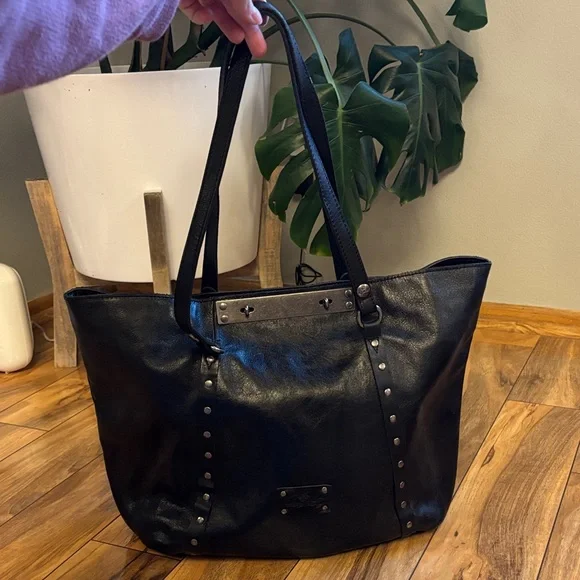 Patricia Nash Black Leather Tote with Stud Accents - Picture 3 of 8